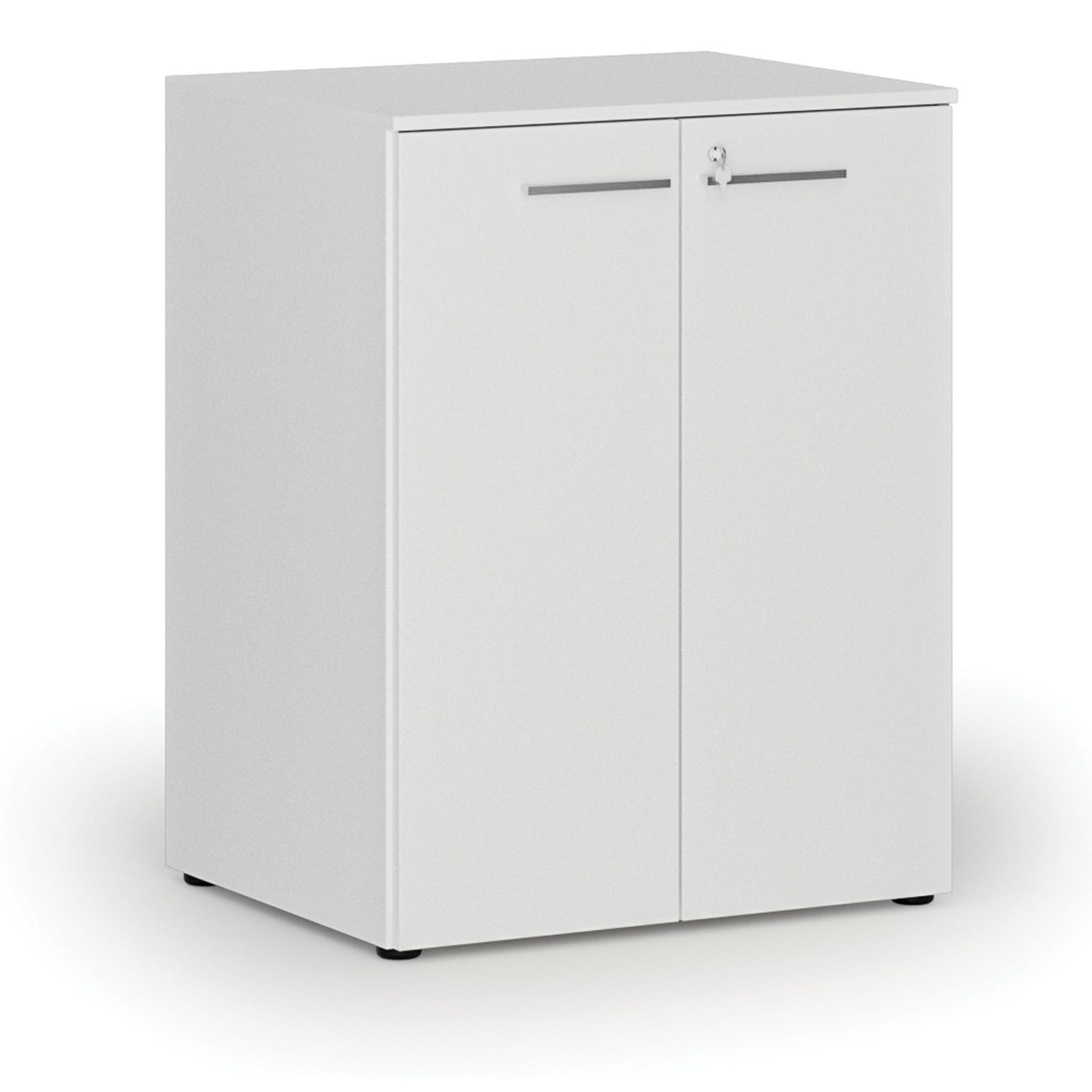 Büroschrank mit Tür PRIMO WOOD, 2 Einlegeböden, 800 x 640 x 1027 mm, weiß