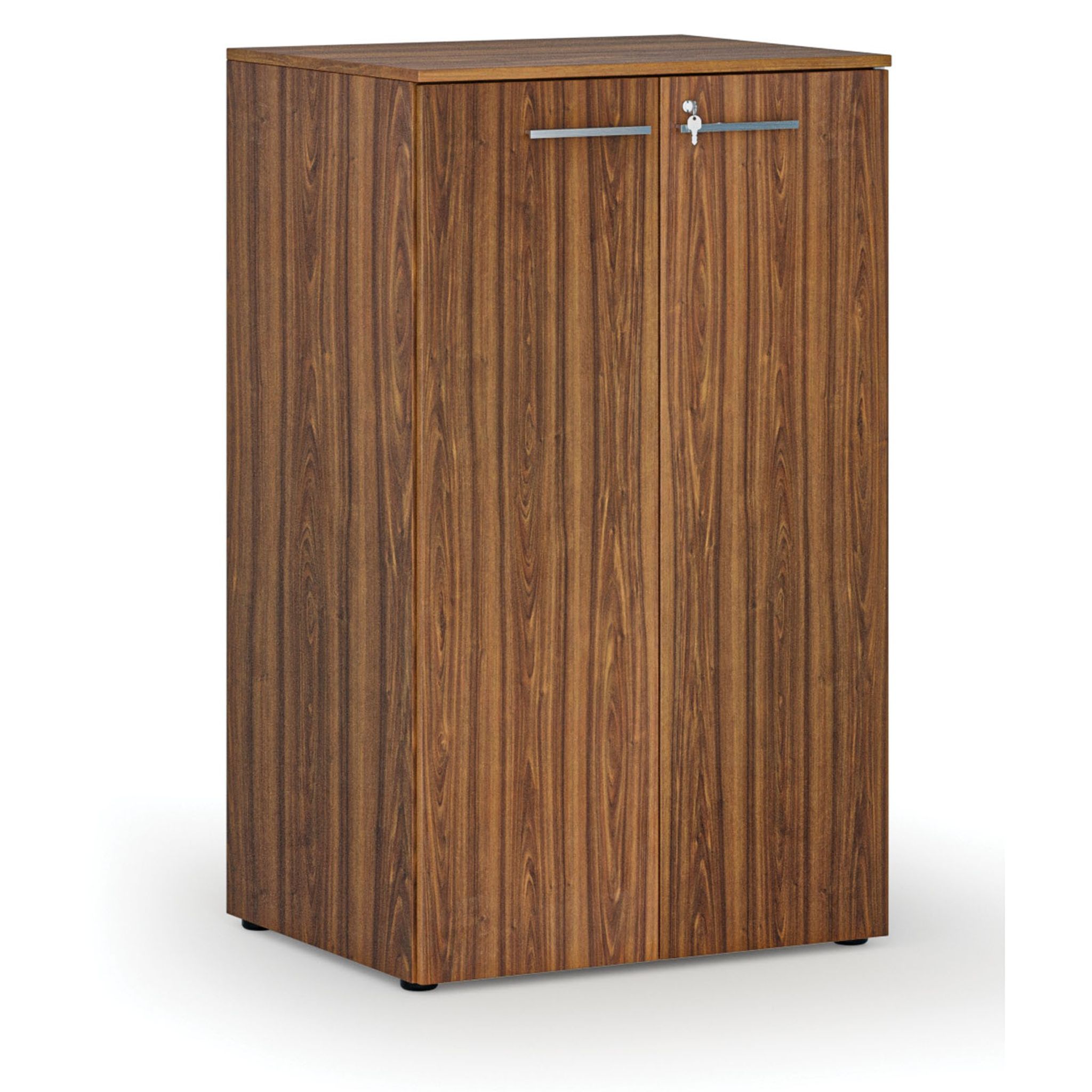 Büroschrank mit Tür PRIMO WOOD, 3 Einlegeböden, 1335 x 800 x 640 mm, Nussbaum