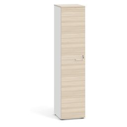 Büroschrank mit Tür schmal PRIMO 2023, 1781 x 400 x 420 mm, weiß/Eiche natur