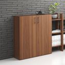 Büroschrank niedrig SOLID 800 x 400 x 1080 mm, Nussbaum