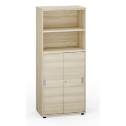 Büroschrank PRIMO 2023, Schiebetür für 3 Ebenen, 1781 x 800 x 420 mm, Eiche natur