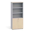 Büroschrank PRIMO 2023, Tür für 2 Ebenen, 1781 x 800 x 420 mm, grau / Birke