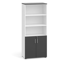 Büroschrank PRIMO 2023, Tür für 2 Ebenen, 800 x 420 x 1781 mm, weiß / Graphit