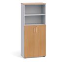 Büroschrank PRIMO 2023, Tür für 3 Ebenen, 1781 x 800 x 420 mm, grau / Buche