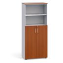 Büroschrank PRIMO 2023, Tür für 3 Ebenen, 1781 x 800 x 420 mm, grau / Kirschbaum