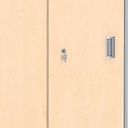 Büroschrank PRIMO, Schiebetür für 3 Ebenen, 1781 x 800 x 420 mm, grau / Birke