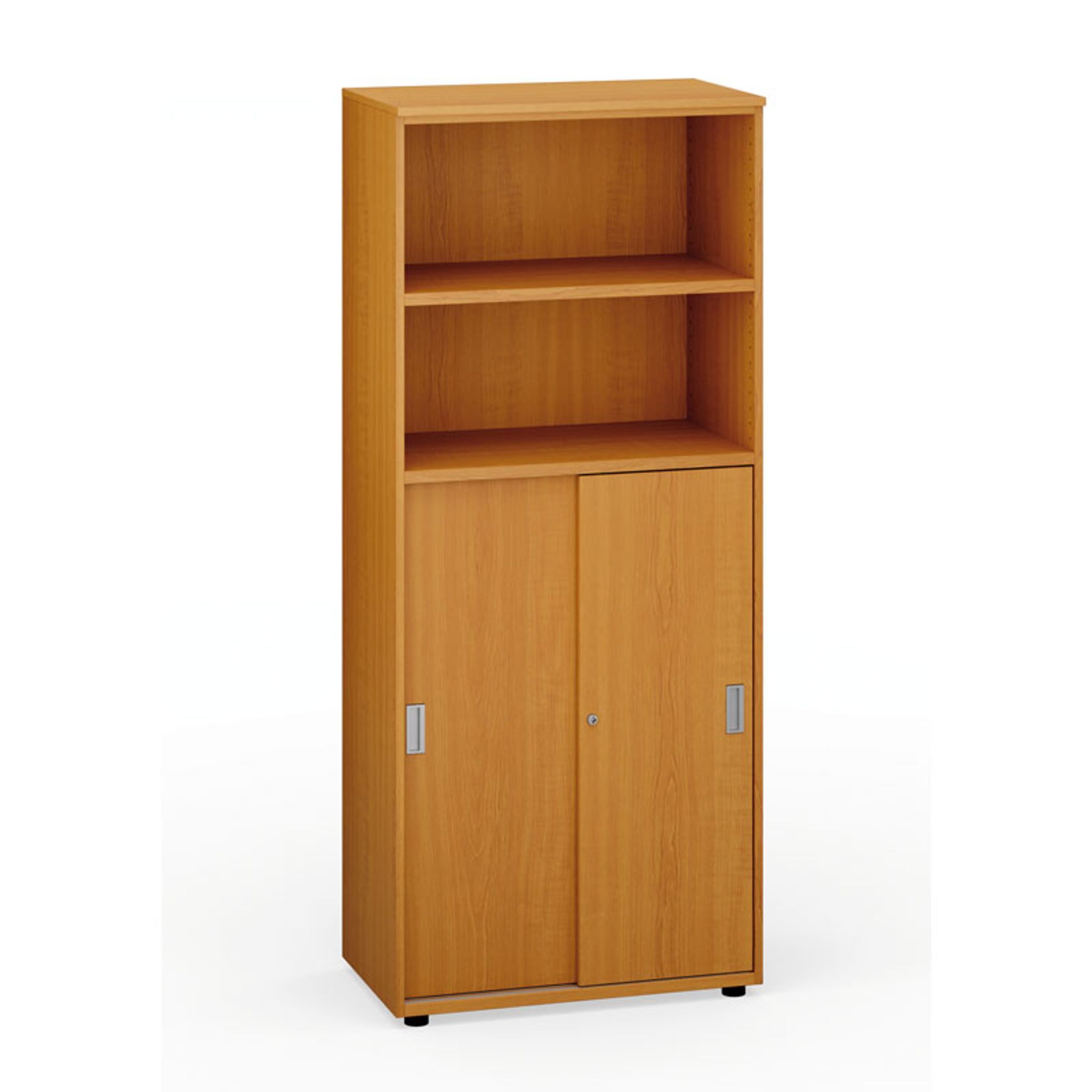 Büroschrank PRIMO, Schiebetür für 3 Ebenen, 1781 x 800 x 420 mm, Kirschbaum