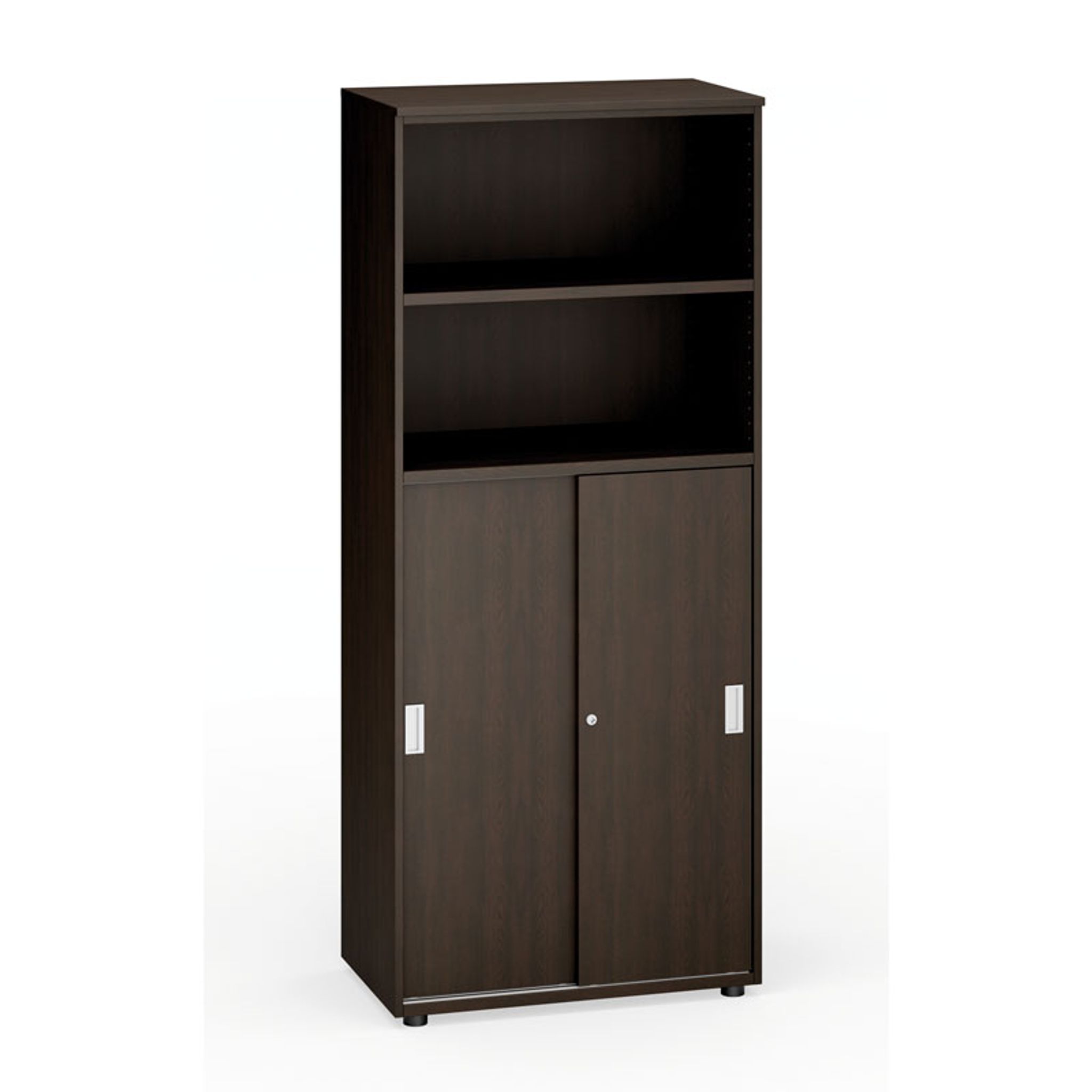 Büroschrank PRIMO, Schiebetür für 3 Ebenen, 1781 x 800 x 420 mm, Wenge