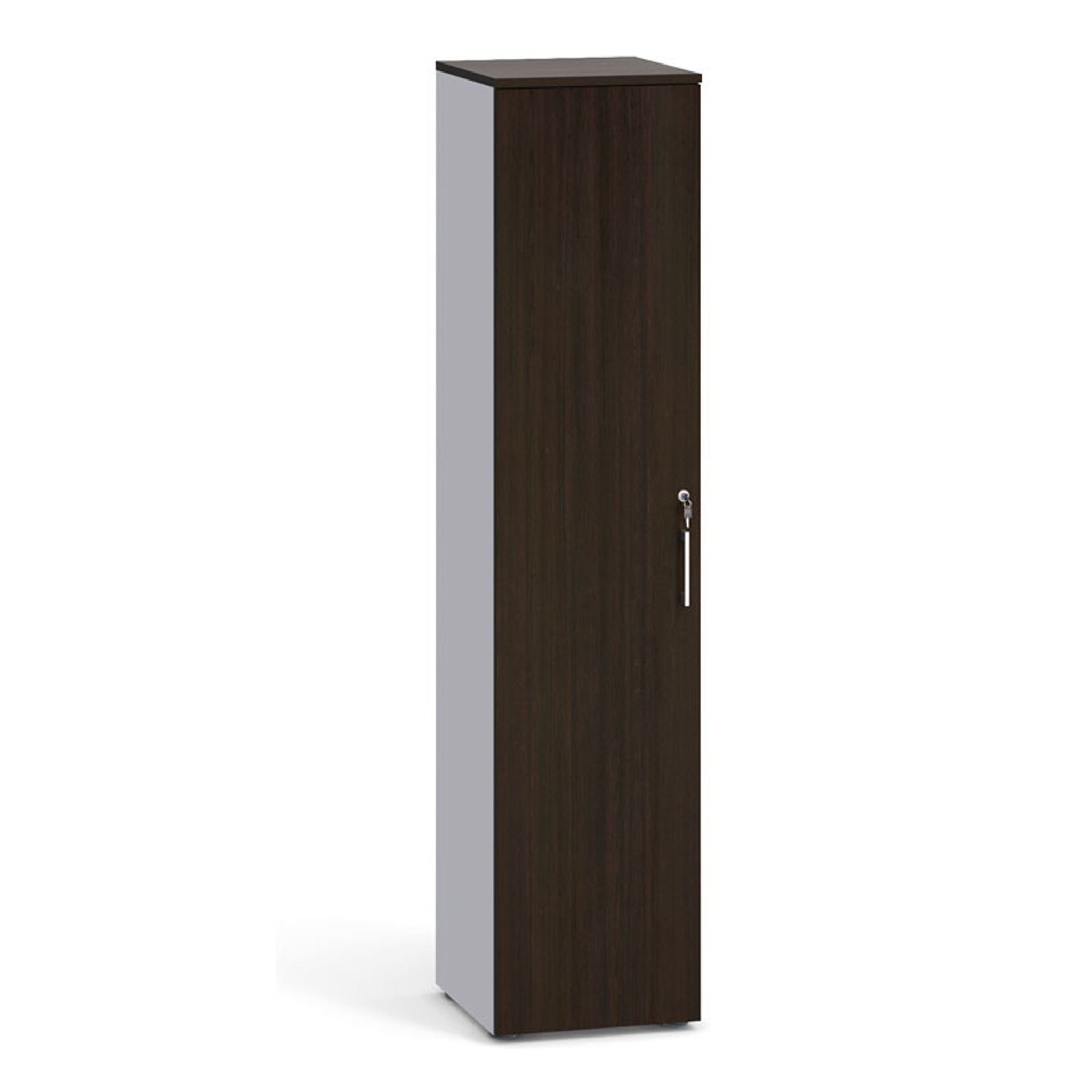 Büroschrank schmal PRIMO 2023, 1781x 400 x 420 mm, grau / Wenge