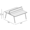 Büroschreibtisch DOUBLE LAYERS, 160x160 cm, mit Schiebeplatte und Trennwänden, weiß