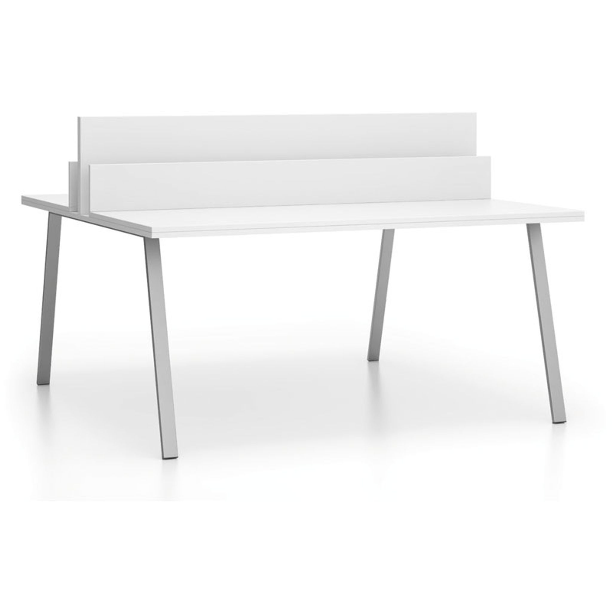 Büroschreibtisch DOUBLE LAYERS, 160x160 cm, mit Schiebeplatte und Trennwänden