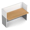Büroschreibtisch mit Magnettafel-Trennwänden, 1 Platz, grau/Buche