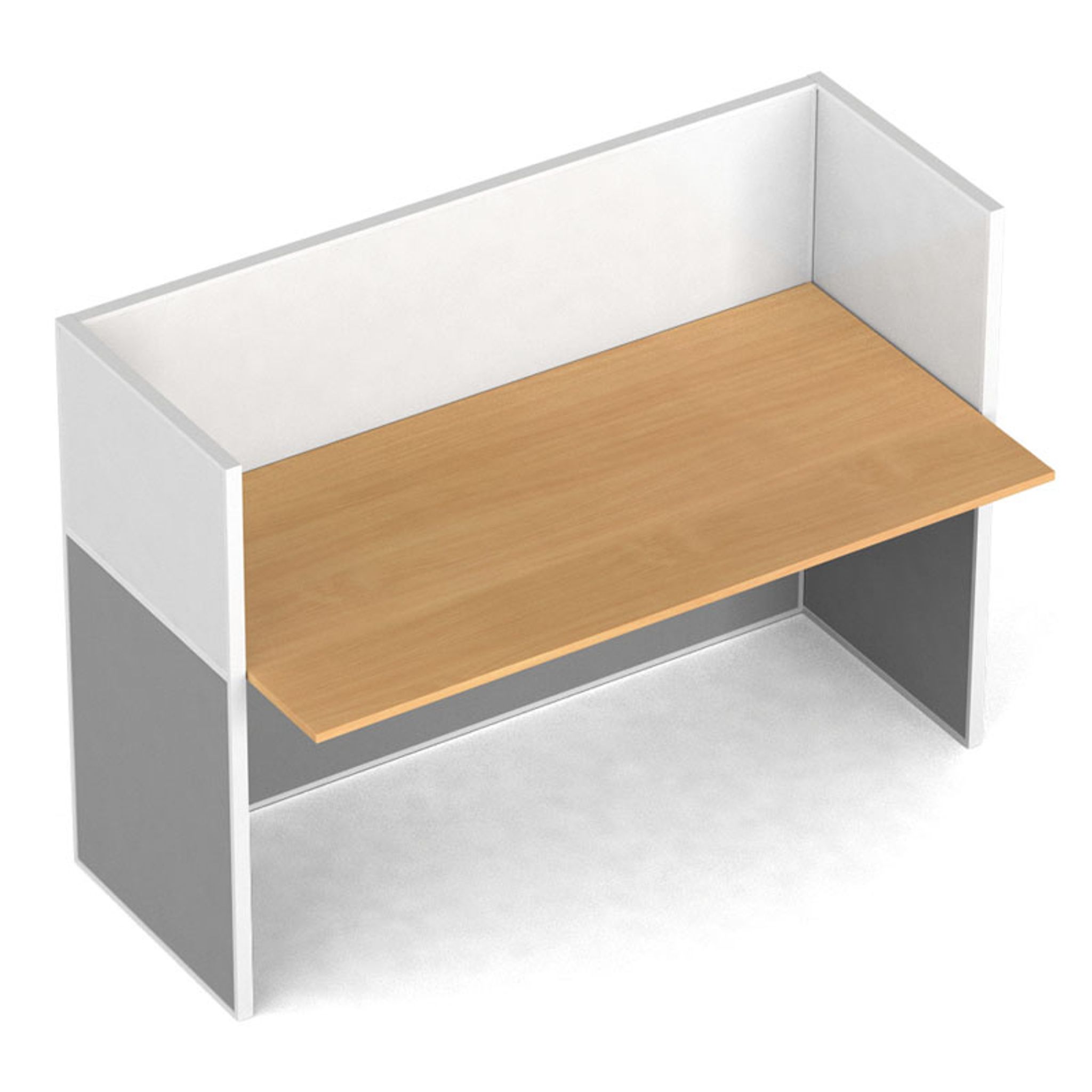 Büroschreibtisch mit Magnettafel-Trennwänden, 1 Platz, grau/Buche