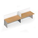Büroschreibtisch mit Magnettafel-Trennwänden, 2 Plätze, grau/Buche