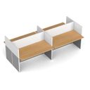 Büroschreibtisch mit Magnettafel-Trennwänden, 4 Plätze, grau/Buche