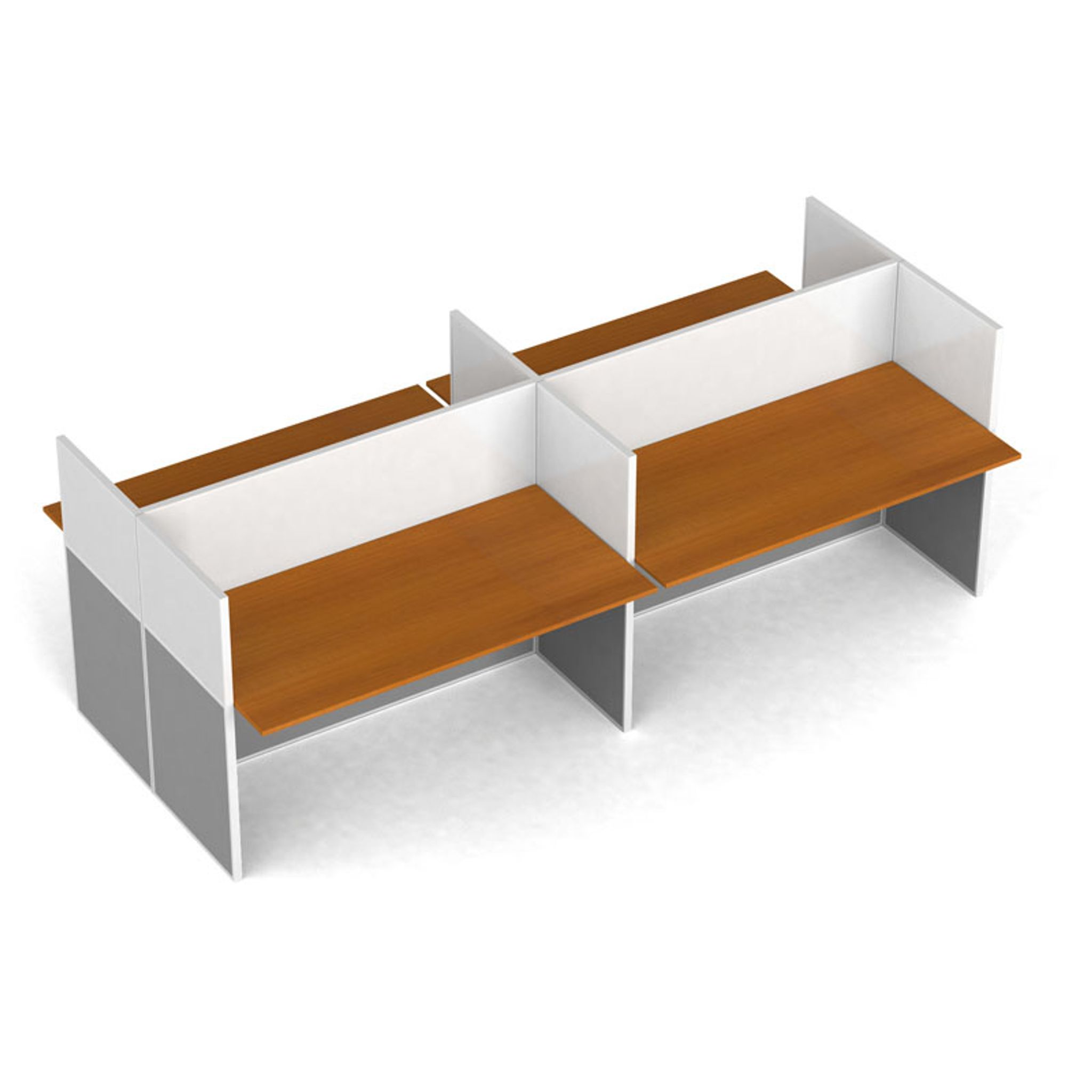 Büroschreibtisch mit Magnettafel-Trennwänden, 4 Plätze, grau/Kirschbaum