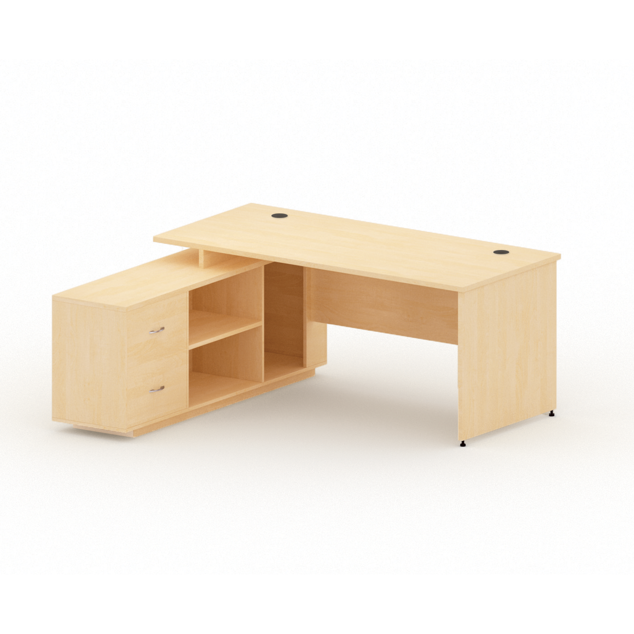 Büroschreibtisch mit Schrank MIRELLI 160x160 cm, links, Birke