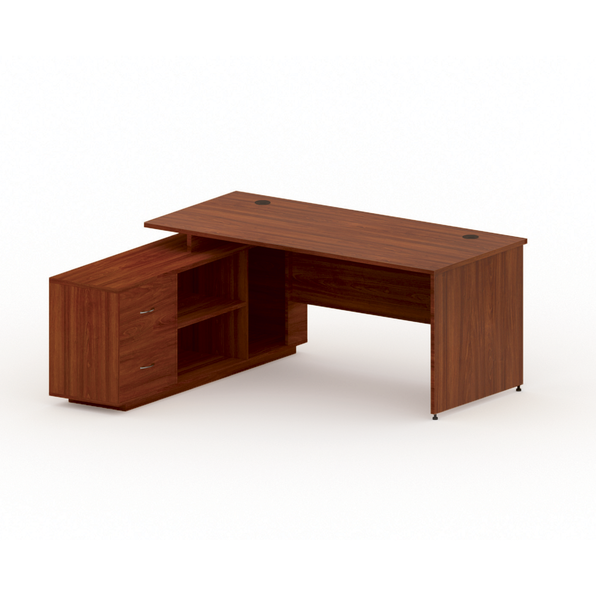 Büroschreibtisch mit Schrank MIRELLI 160x160 cm, links, Nussbaum