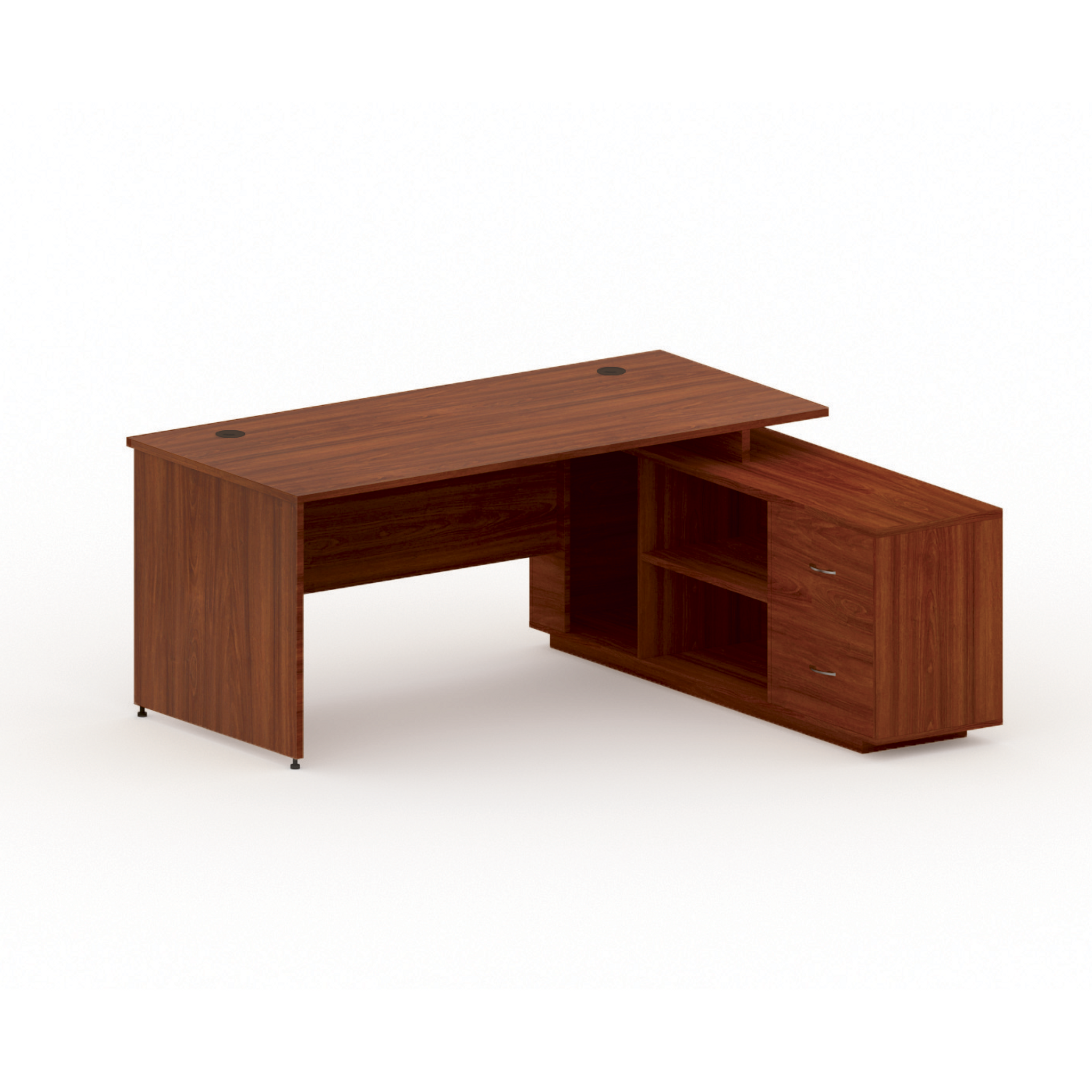 Büroschreibtisch mit Schrank MIRELLI 160x160 cm, rechts, Nussbaum