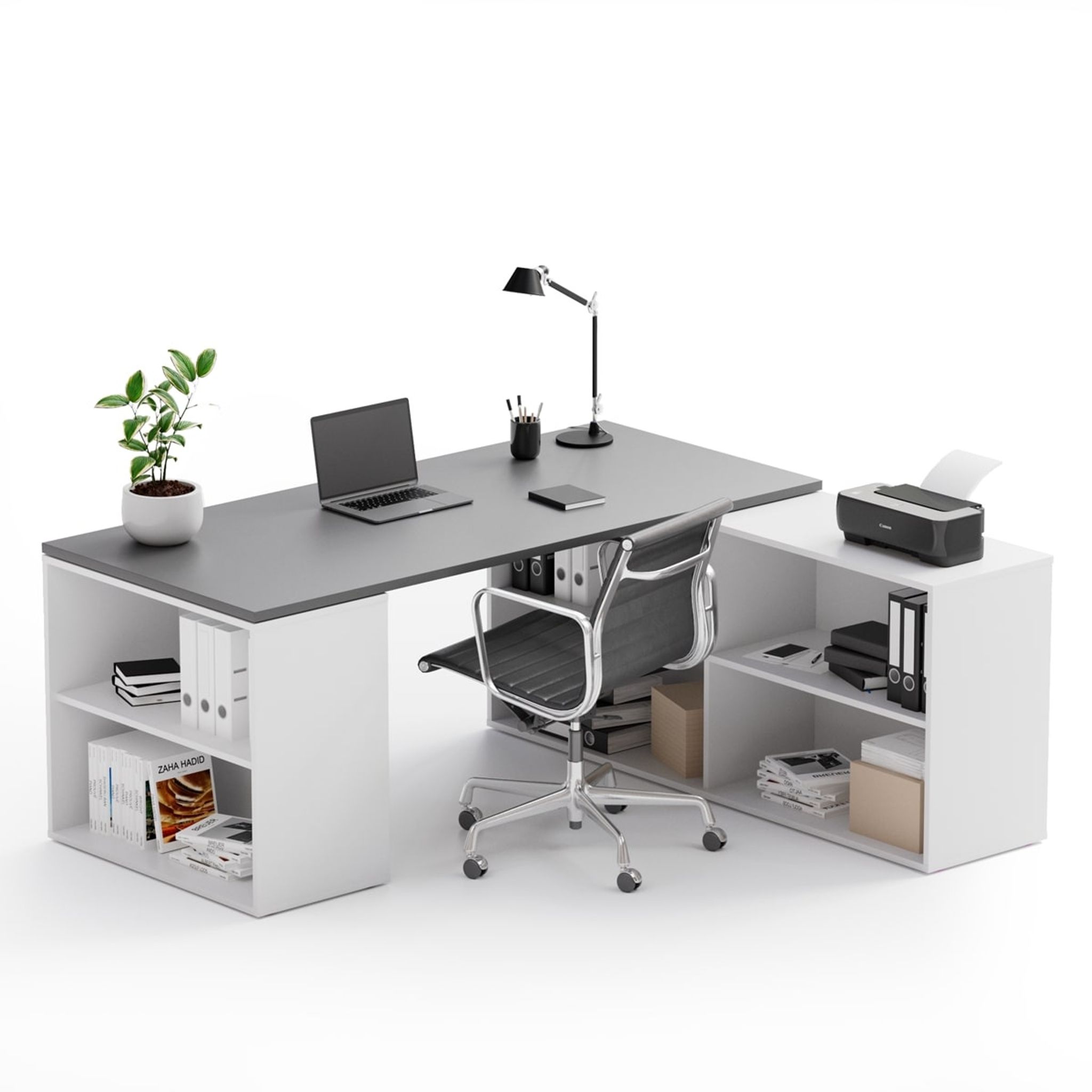 Büroschreibtisch mit Stauraum BLOCK B01, 180 × 160 cm