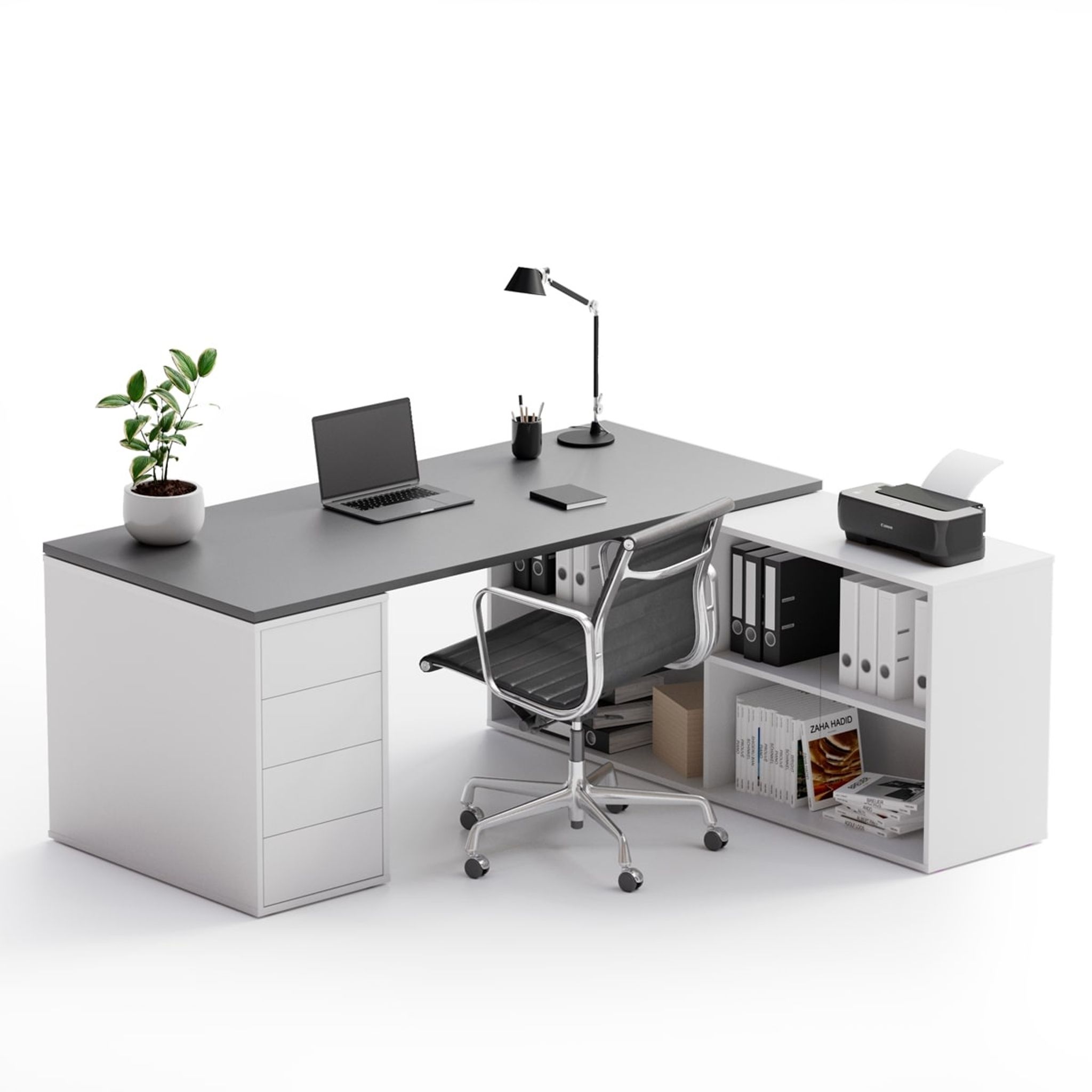 Büroschreibtisch mit Stauraum BLOCK B04
