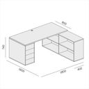 Büroschreibtisch mit Stauraum BLOCK B04, Eiche natur/Graphit