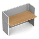 Büroschreibtisch mit Textil-Trennwänden, 1 Platz, grau/Buche