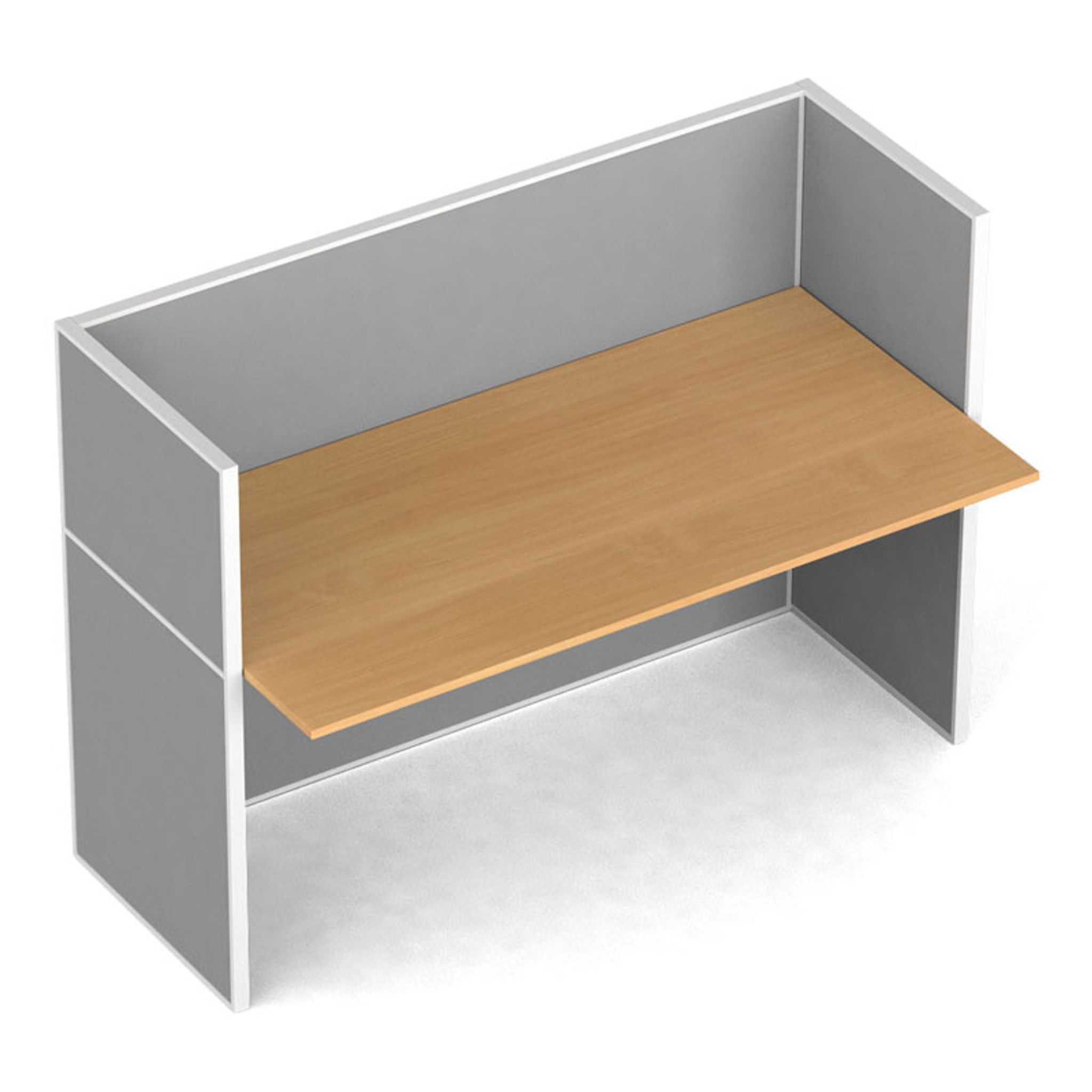 Büroschreibtisch mit Textil-Trennwänden, 1 Platz, grau/Buche