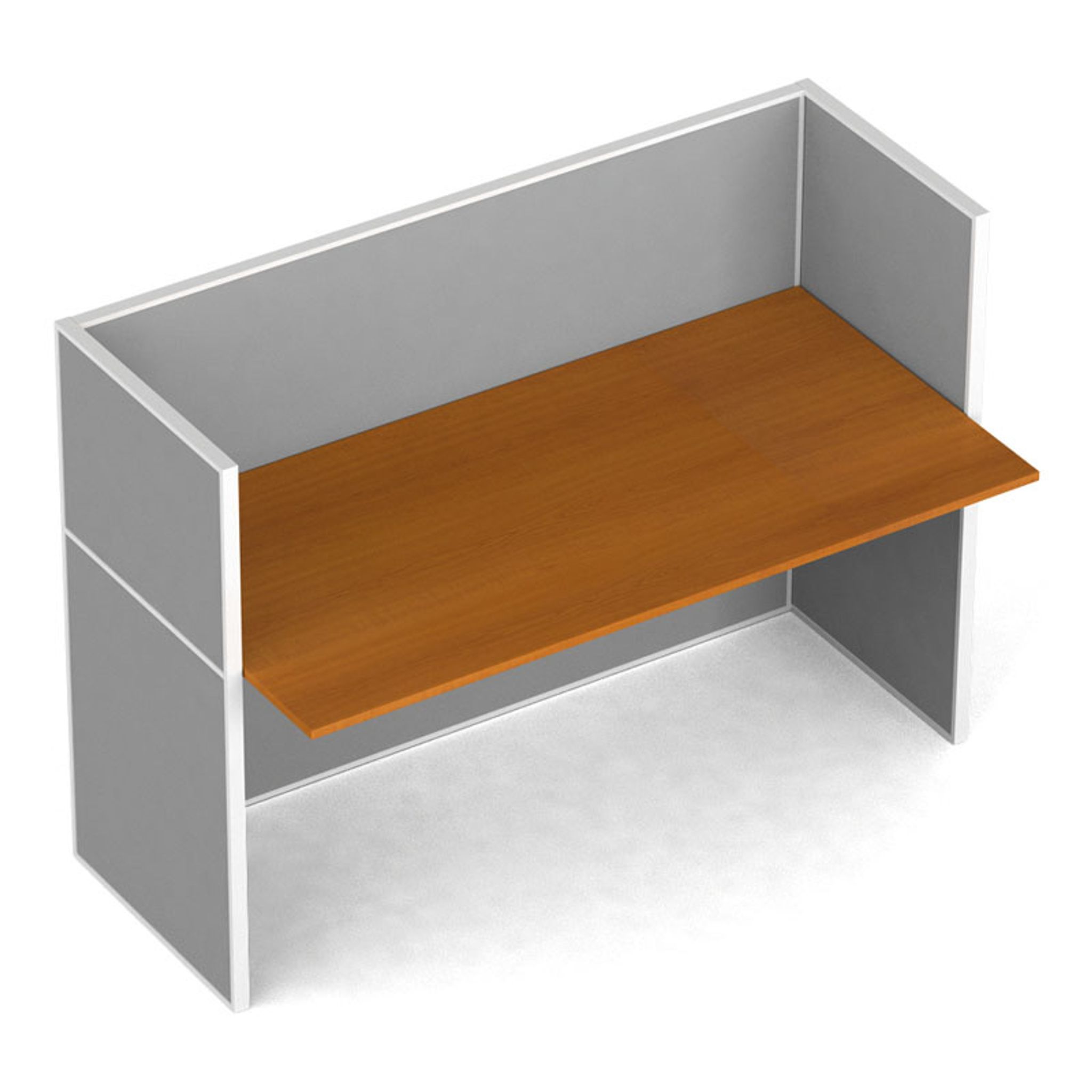 Büroschreibtisch mit Textil-Trennwänden, 1 Platz, grau/Kirschbaum