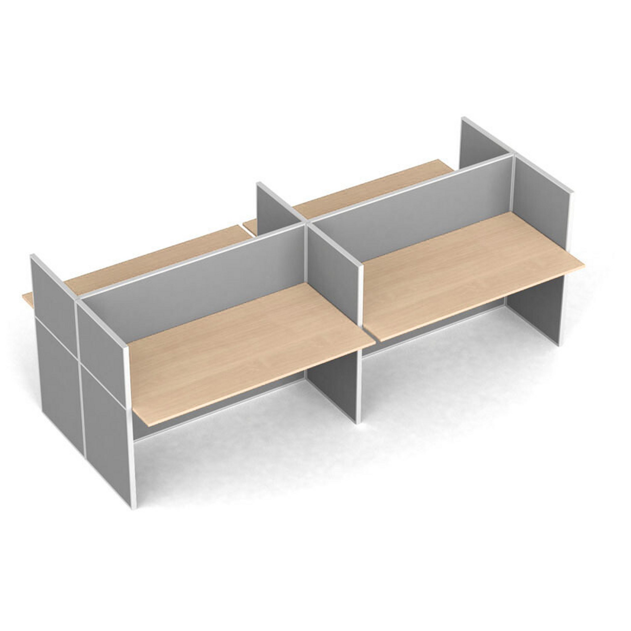 Büroschreibtisch mit Textil-Trennwänden, 4 Plätze