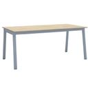 Büroschreibtisch PRIMO BASIC, 180x90 cm, graues Metallgestell, Eiche natur