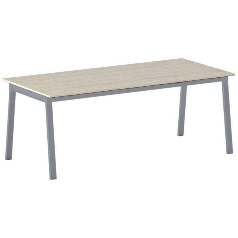 B2B Partner Büroschreibtisch PRIMO BASIC, 200x90 cm, graues Metallgestell, Eiche natur