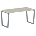 Büroschreibtisch PRIMO IMPRESS 160x80 cm, grau Metallgestell, Eiche natur