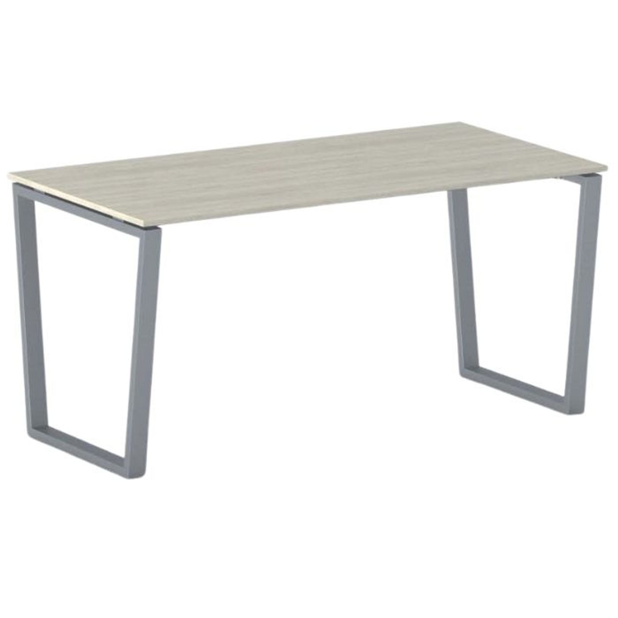Büroschreibtisch PRIMO IMPRESS 160x80 cm, grau Metallgestell, Eiche natur