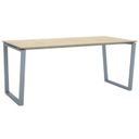 Büroschreibtisch PRIMO IMPRESS 180x90 cm, grau Metallgestell, Eiche natur
