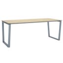 Büroschreibtisch PRIMO IMPRESS 200x90 cm, grau Metallgestell, Eiche natur
