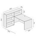 Büroschreibtisch-Set für linke Ecke SEGMENT, mit 3 Einlageböden, Eiche natur/weiß