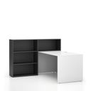 Büroschreibtisch-Set für linke Ecke SEGMENT, mit 3 Einlageböden, weiß/Graphit