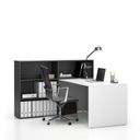 Büroschreibtisch-Set für linke Ecke SEGMENT, mit 3 Einlageböden, weiß/Graphit