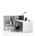 Büroschreibtisch-Set für linke Ecke SEGMENT, mit 3 Einlageböden, weiß/weiß