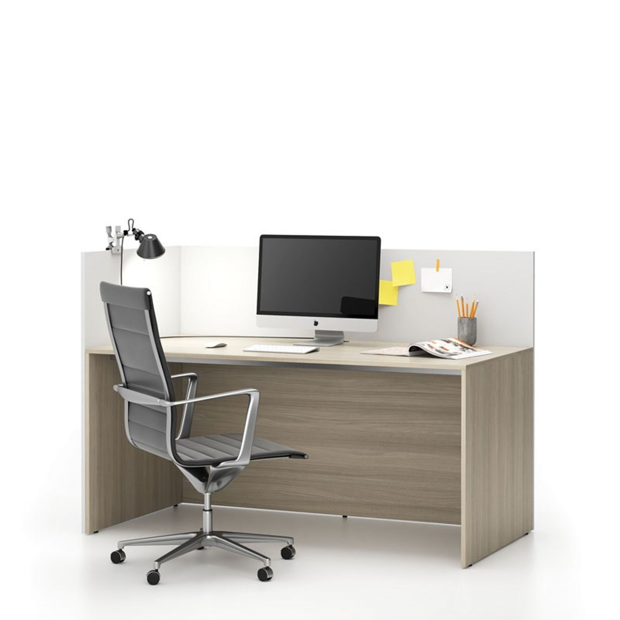 Büroschreibtisch-Set für linke Ecke SEGMENT, mit Sichtschutz, Eiche natur/weiß