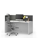 Büroschreibtisch-Set für linke Ecke SEGMENT, mit Sichtschutz, weiß/Graphit