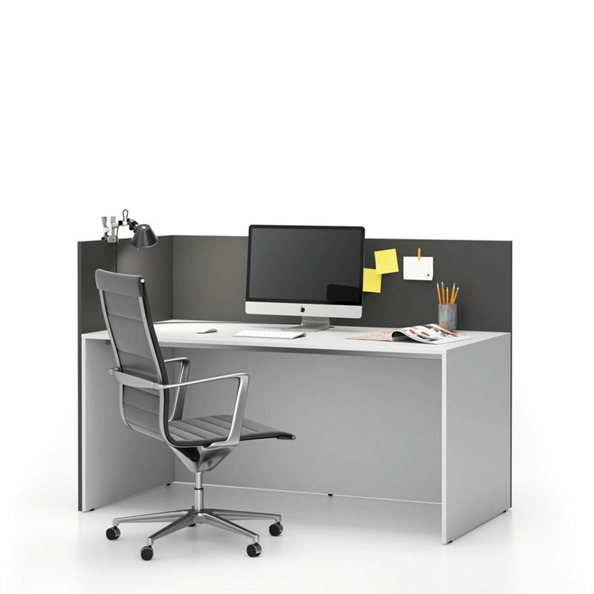 Büroschreibtisch-Set für linke Ecke SEGMENT, mit Sichtschutz, weiß/Graphit