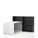 Büroschreibtisch-Set für rechte Ecke SEGMENT, mit 3 Einlageböden, weiß/Graphit
