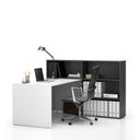 Büroschreibtisch-Set für rechte Ecke SEGMENT, mit 3 Einlageböden, weiß/Graphit
