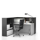 Büroschreibtisch-Set für rechte Ecke SEGMENT, mit 5 Einlageböden, weiß/Graphit