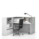 Büroschreibtisch-Set für rechte Ecke SEGMENT, mit 5 Einlageböden, weiß/weiß