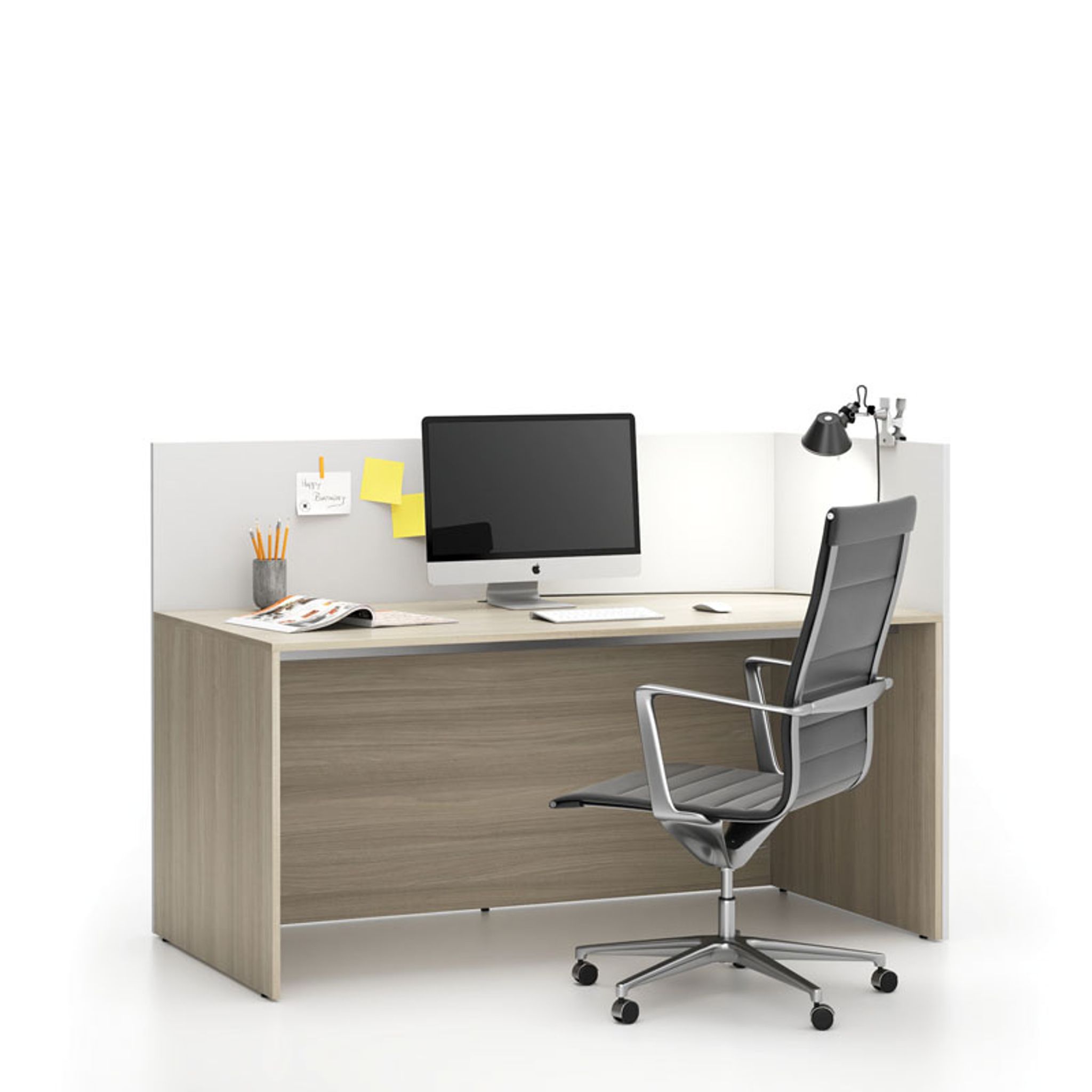 Büroschreibtisch-Set für rechte Ecke SEGMENT, mit Sichtschutz, Eiche natur/weiß