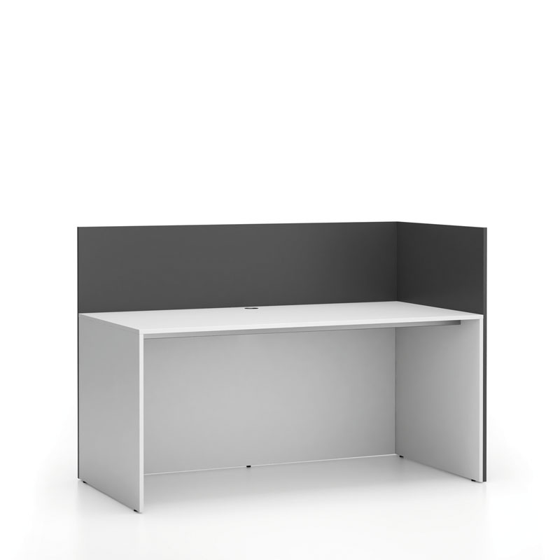 PLAN Büroschreibtisch-Set für rechte Ecke SEGMENT, mit Sichtschutz, weiß/Graphit 2