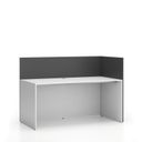 Büroschreibtisch-Set für rechte Ecke SEGMENT, mit Sichtschutz, weiß/Graphit